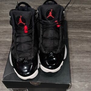 Black and Red Air Jordan 6 Rings Men Sneakers